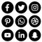 Black & white Social media icons set of facebook twitter instagram pinterest whatsapp dribbble you-tube linked in and snap-chat