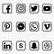 Black and white Social media Icons on transparent background vector high quality set