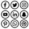 Black & white Social media logo set of facebook twitter instagram pinterest whatsapp dribble you-tube linked in and snap-chat