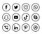 Black & white Social media logo set of facebook twitter instagram pinterest whatsapp dribble you-tube linked in and snap-chat