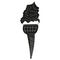 Black and white soft ice cream in a waffle roll. Stylish sugar cone.