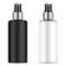 Black and white sprayer bottle set with transparent lid for for cosmetic, perfume, deodorant, freshener. Realistic Vector Illustra