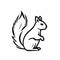 Black And White Squirrel Icon: Clean Line Work, 4k, Realistic Lighting