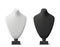 black and white stands for jewelry. Bust necklace mannequin vector realistic. Mannequin no head