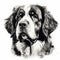 Black And White Stencil Art Of Alert And Gentle Saint Bernard