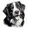 Black And White Stencil Art Of Bernese Mountain Dog: Powerful And Emotive Illustration
