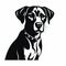 Black And White Stencil Art Dog Icon - Detailed Portraiture