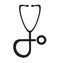 Black and white stethoscope icon vector isolated in white background.