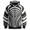 A black and white striped jacket with a psychedelic art look