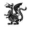 Black and white stylized dragon. Logo design, tatoo