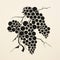 Black And White Stylized Grape Leaf Print: Post-war American Art