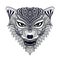 Black and white Stylized wolf in ethnic vector