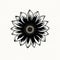 Black And White Sunflower Silhouette Vector On White Background