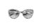 Black and white sunglasses white background isolated close up, monochrome sunglass, female silver glasses, woman eyeglasses