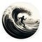 Black And White Surfer Riding Maelstrom: Realistic Anamorphic Art