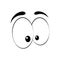 Black And White Suspicious Cartoon Funny Eyes. Vector Isolated illustration on white background.