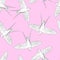 Black and white swallows on a pink background