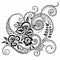 Black and white swirly floral design