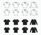 Black and white t-shirt, collared clothes with pocket, short and long sleeves shirt