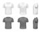 Black and White T-shirt Front Side Back View Template Realistic 3d Design Icon Transparent Background Isolated Vector