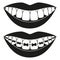 Black and white teeth aligning elements silhouette