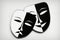 Black and white. Theater masks. White background