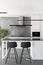 Black and white themed kitchen with minimalist design