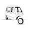 Black and white three wheeler with doors