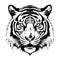 Black And White Tiger Head Icon: Graphic Symmetry Poster Art Tattoo