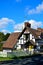 black and white timbered cottage in Ombersley in Worcestershire, England, UK