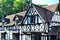 black and white timbered cottage in Ombersley in Worcestershire, England, UK