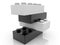 Black-and-white toy bricks on top of each other in abstract design