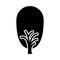 Black and white tree trunk with foliage shape ovoid