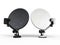 Black and white TV satellite dishes