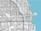 Black and white vector city map of Chicago.