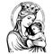 Black and White Vector Graphic of the Madonna, the Mother of God