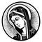 Black and White Vector Graphic of the Madonna, the Mother of God