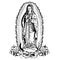 Black and White Vector Graphic of the Madonna, the Mother of God