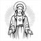 Black and White Vector Graphic of the Madonna, the Mother of God