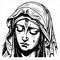 Black and White Vector Graphic of the Madonna, the Mother of God