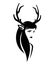 Black and white vector head portrait of nymph woman with deer horns and ears