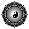 Black and white vector henna tatoo mandala. Yin yang decorative symbol. China style