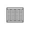 Black & white vector illustration of bamboo wood roller curtain shutter. Line icon of window horizontal wooden jalousie. Isolated