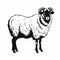 Black And White Vector Illustration Of A Charming Sheep Ram
