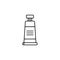 Black & white vector illustration of closed paint tube. Line icon of artistic material for painting & handicraft work. Isolated o