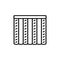 Black & white vector illustration of combi curtain shutter. Line icon of window vertical blind jalousie. Isolated object