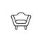 Black & white vector illustration of comfortable armchair with d