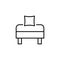 Black & white vector illustration of comfortable small chair wit