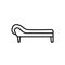 Black & white vector illustration of couch. Line icon of comfort