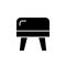 Black & white vector illustration of cube leather ottoman, pouf.